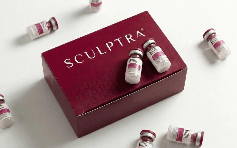 Sculptra PLLA collagen biostimulator vial at Edition Clinic Bangkok