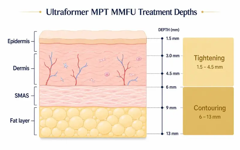 Ultraformer MPT MMFU treatment depth diagram