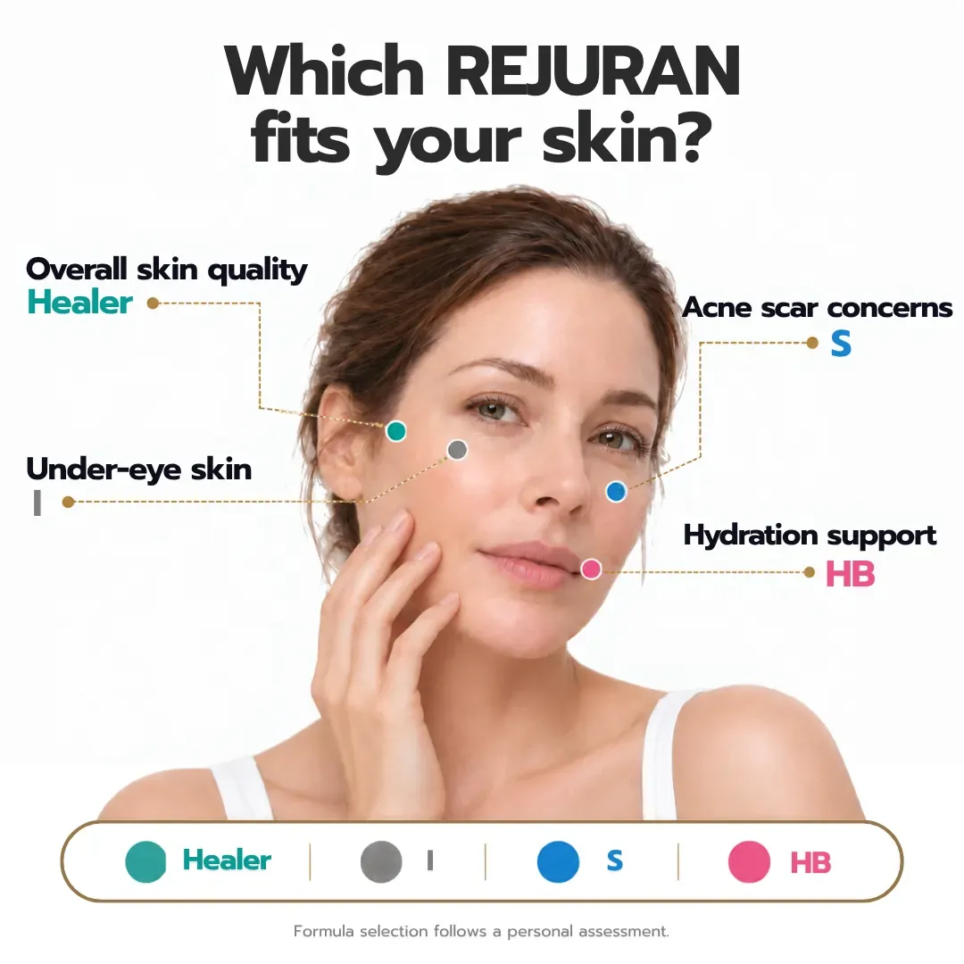 Comparison of Rejuran Healer, HB, S and I formulas